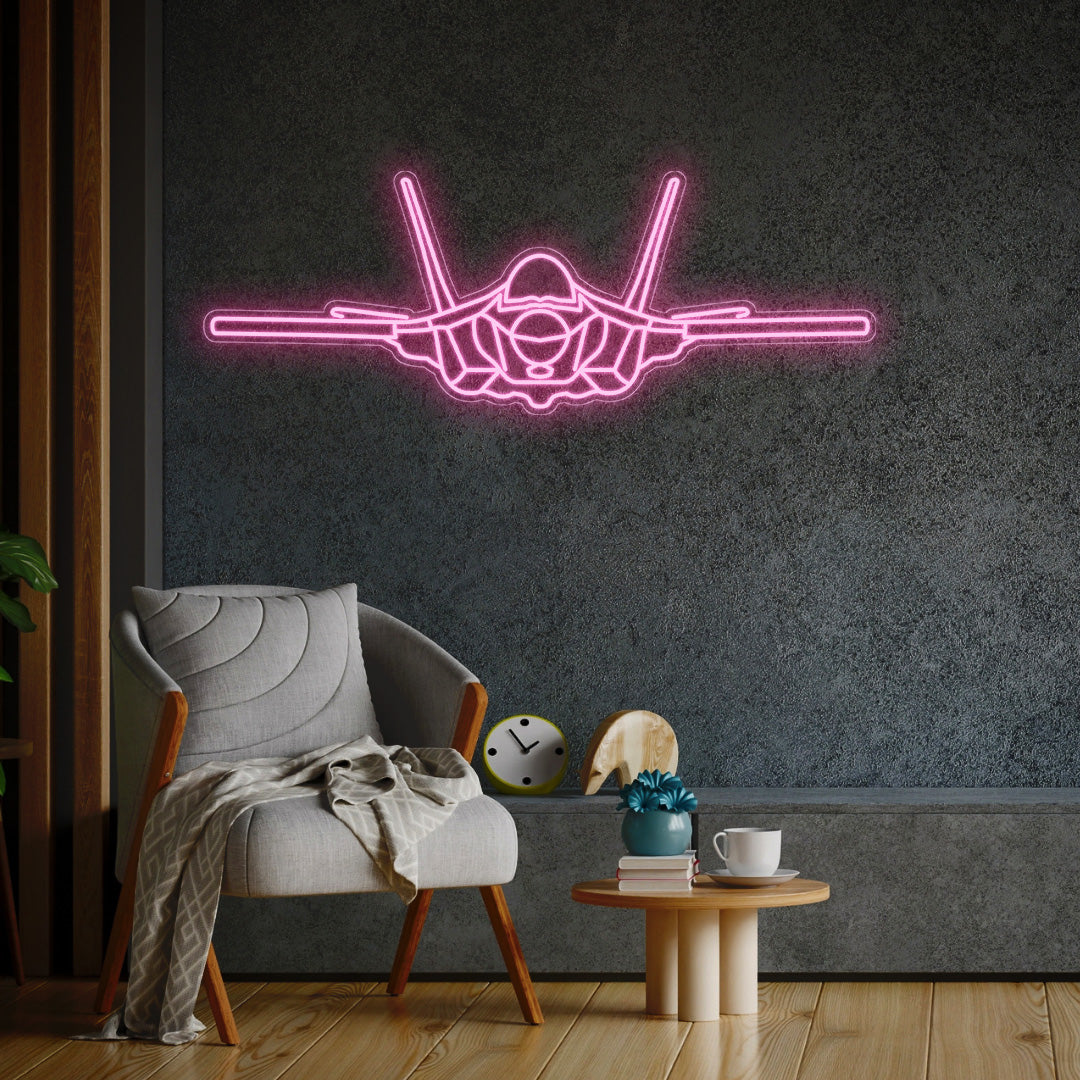 F-35A Lightning ll Front Neon Silhouette