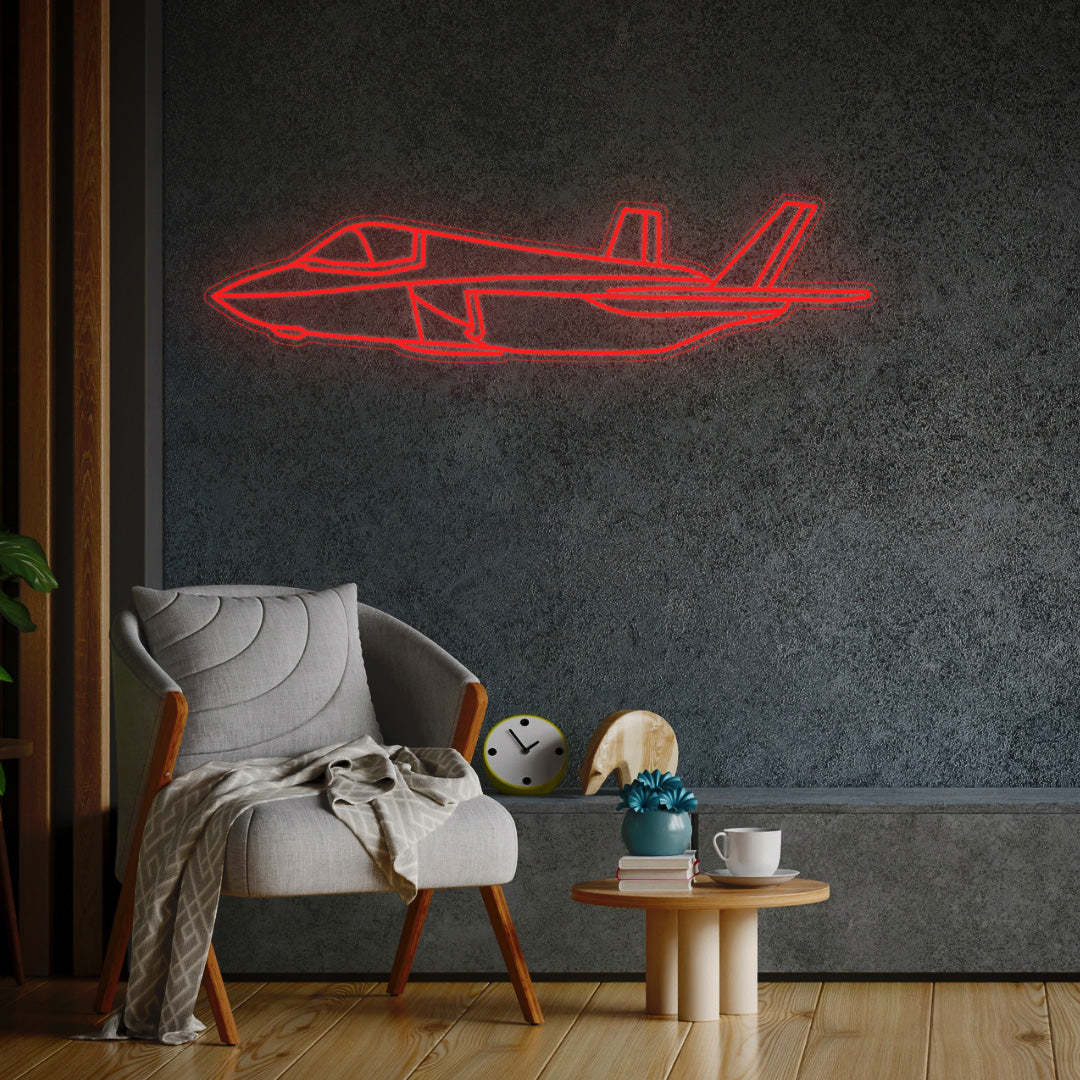 F35B Lightning II Angle Neon Silhouette