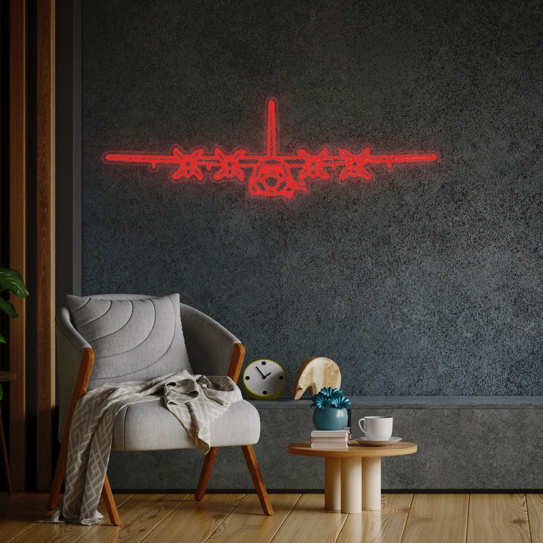 AC-130U Front Neon Silhouette
