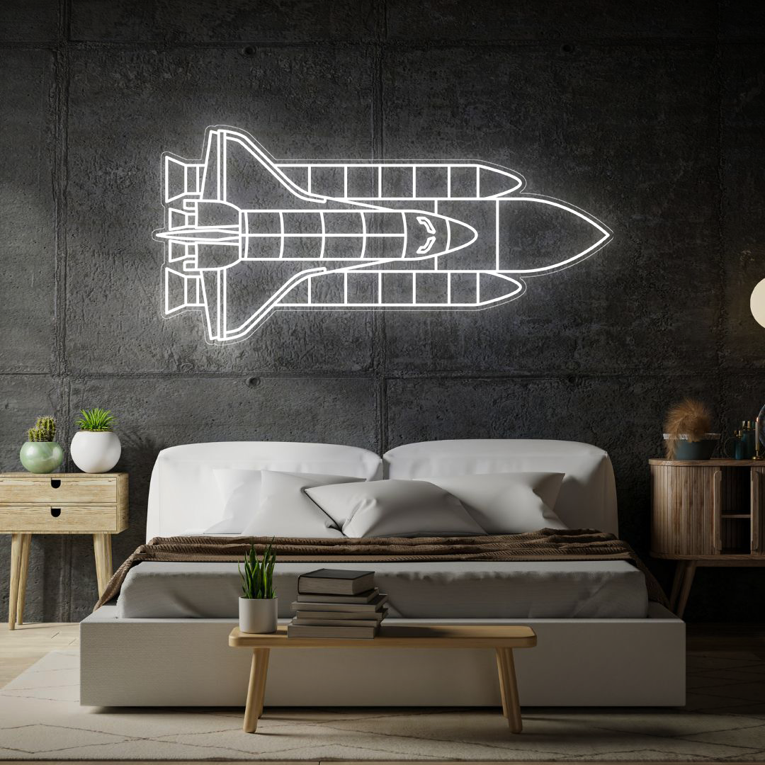 Space Shuttle System Neon Silhouette
