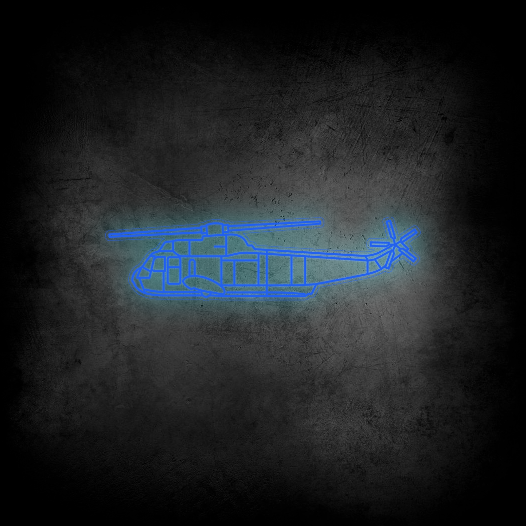 SH-3 Sea King Neon Silhouette