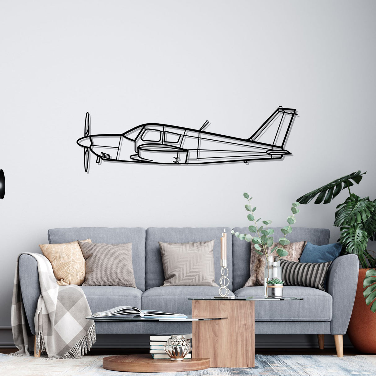 PA-28 Cherokee Silhouette Metal Wall Art