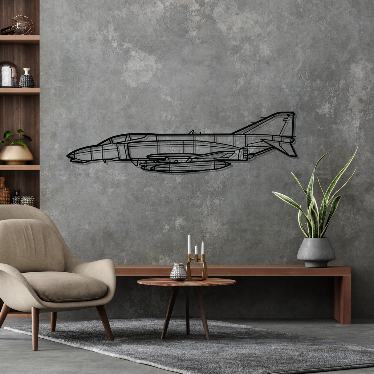 F-4B Phantom 2 Navy Silhouette Metal Wall Art