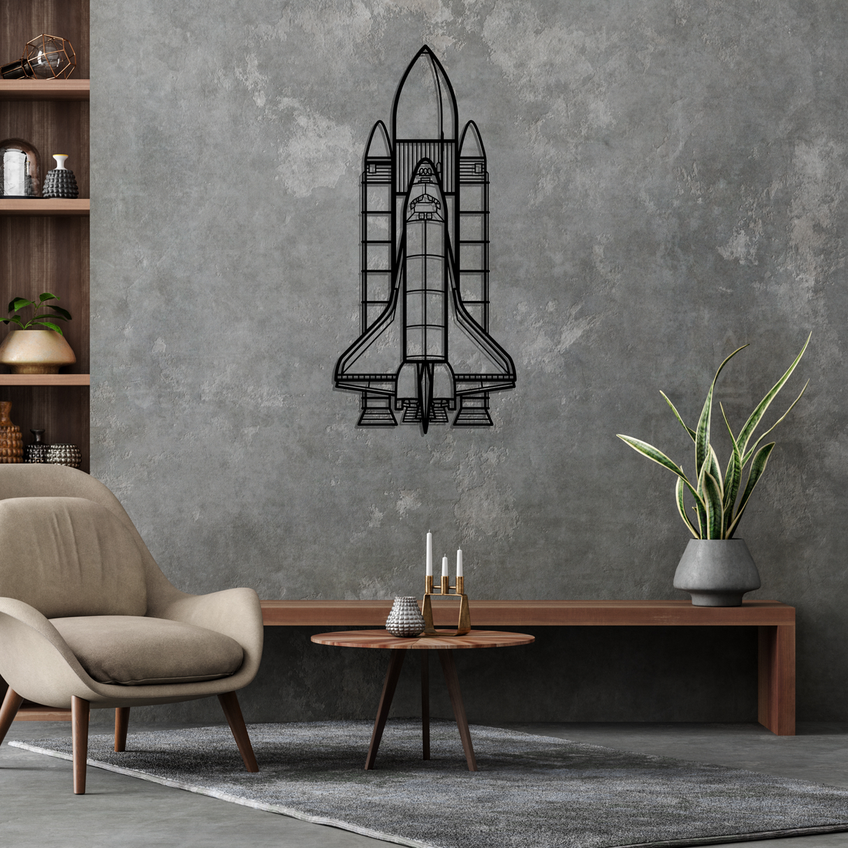 Space System Silhouette Metal Wall Art