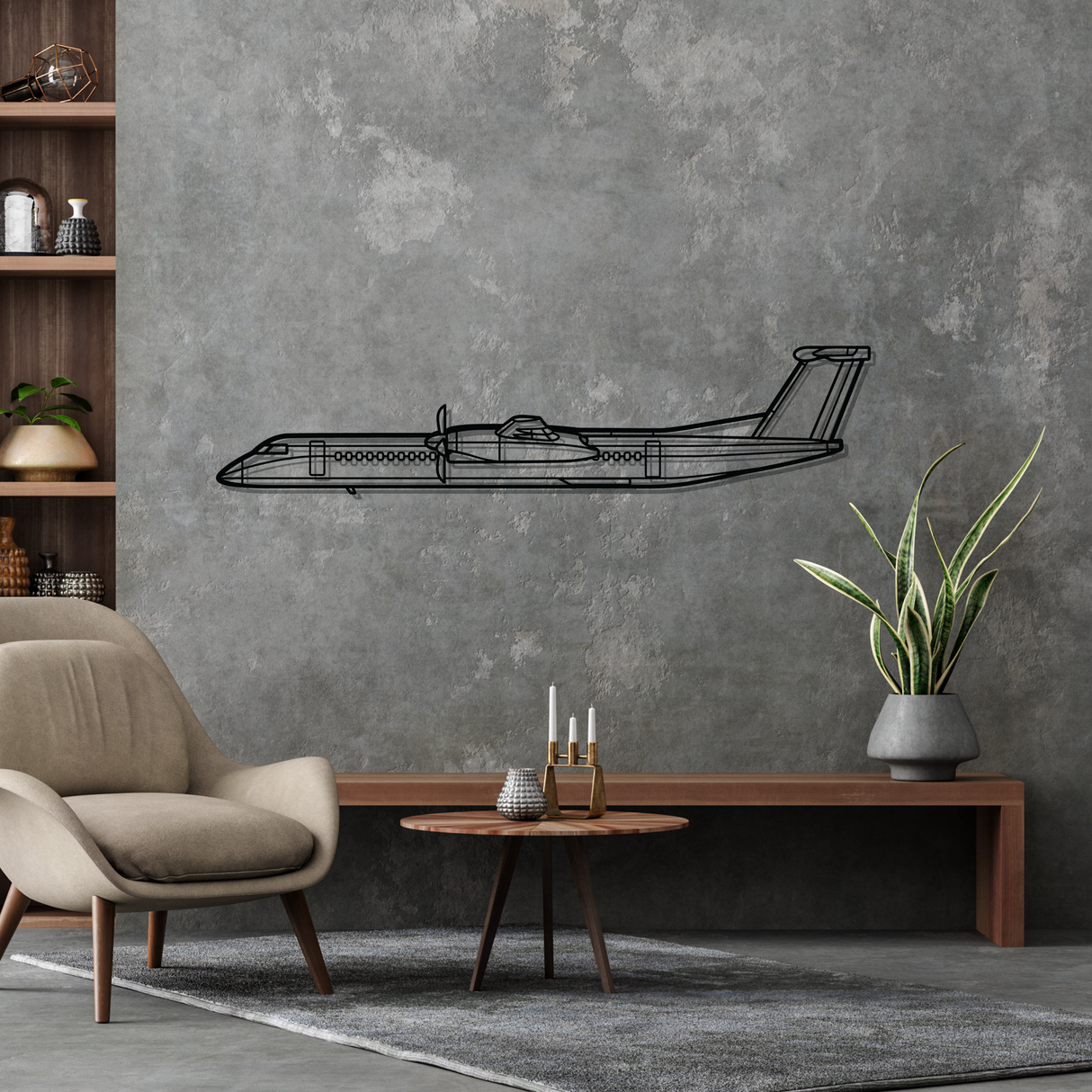 Dash 8 Q400 Silhouette Metal Wall Art