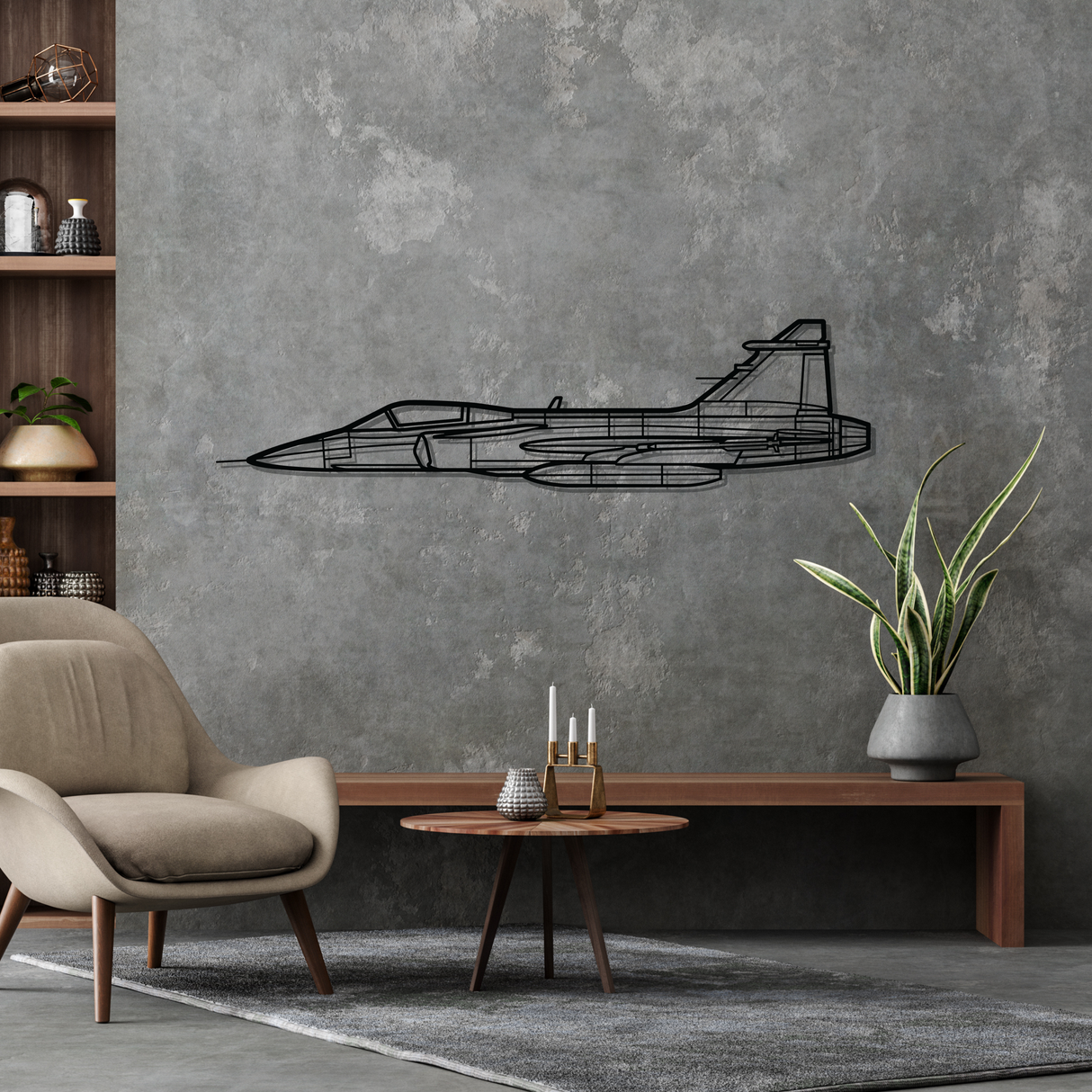 JAS 39 Gripern Silhouette Metal Wall Art