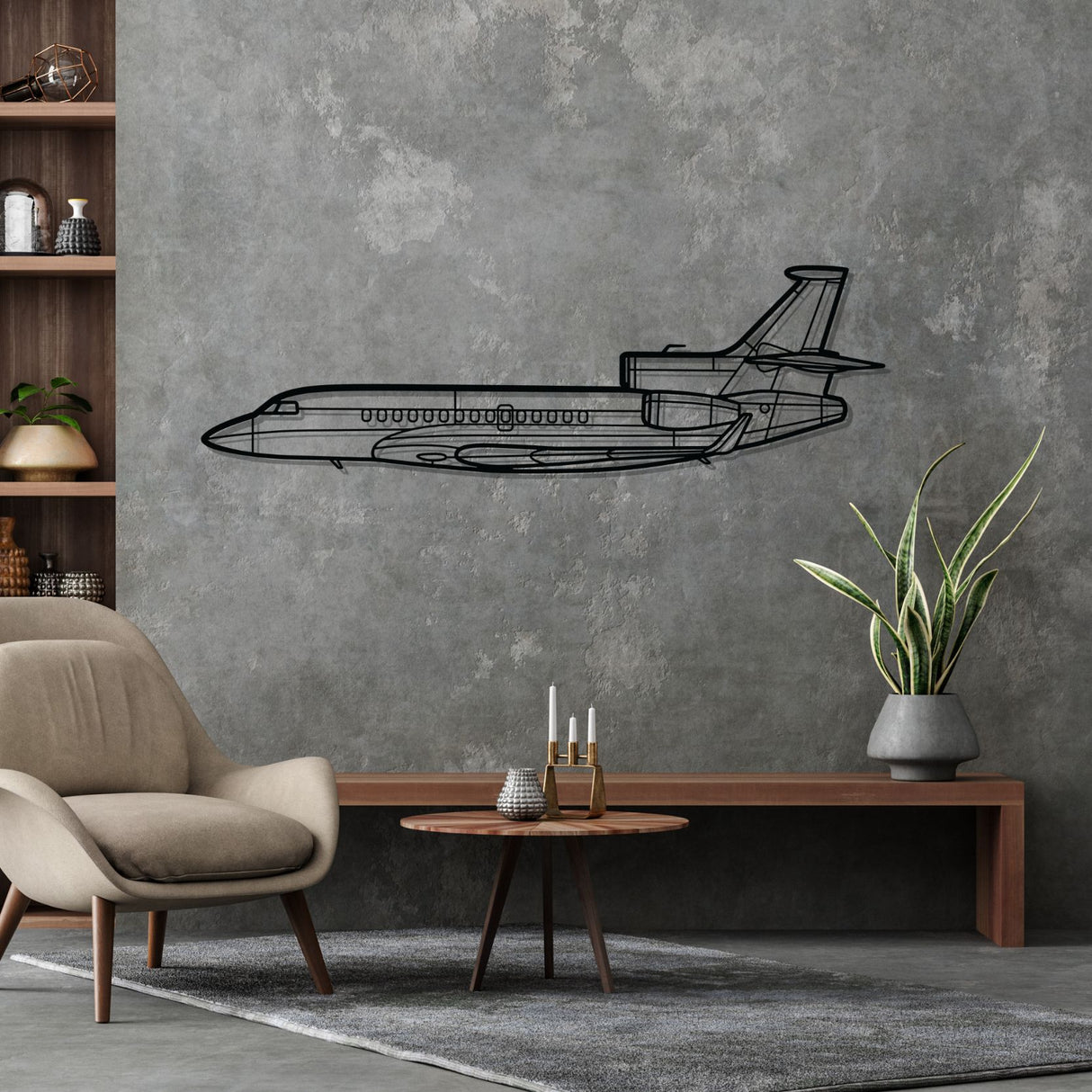 Falcon 7X Silhouette Metal Wall Art