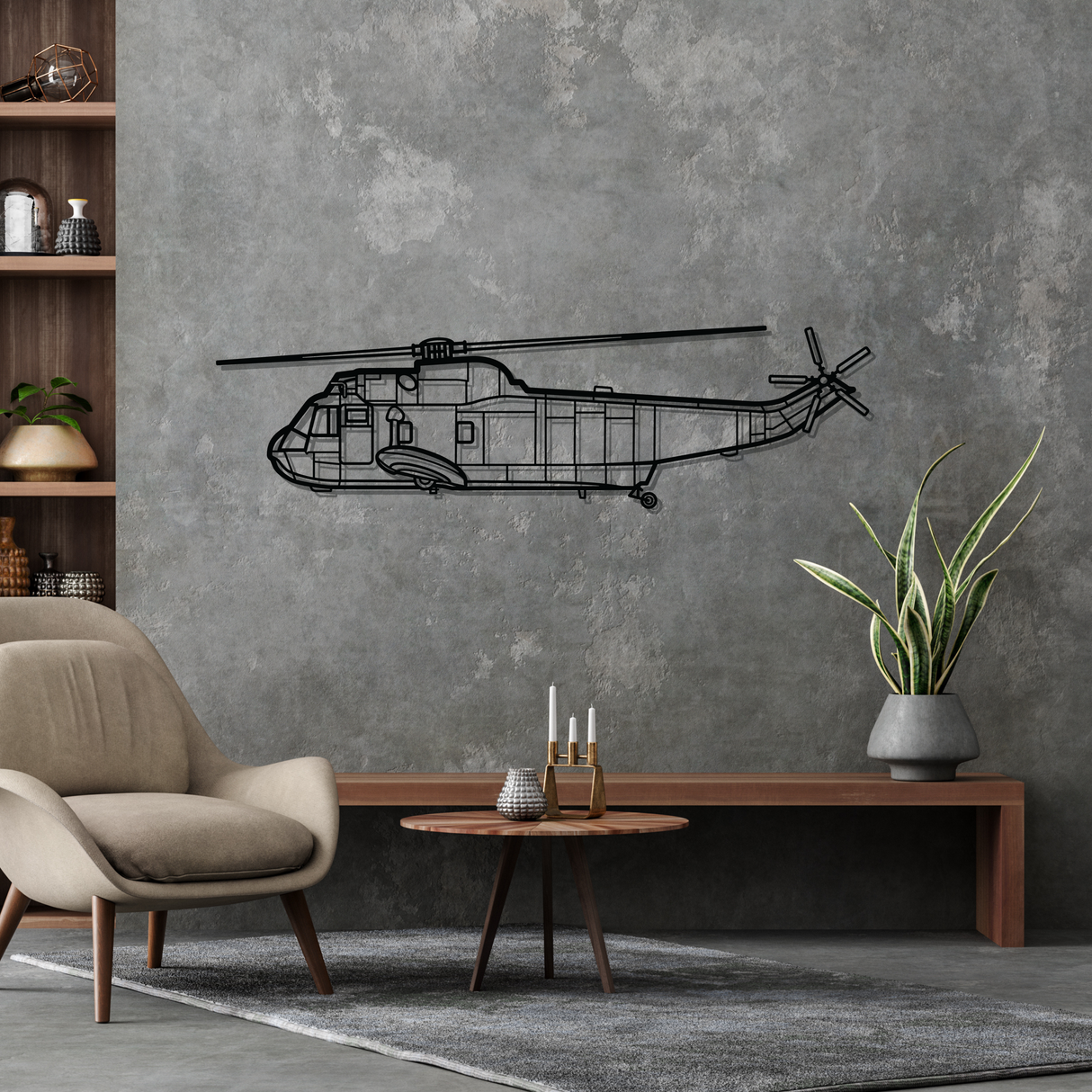 SH-3 Sea King Silhouette Metal Wall Art