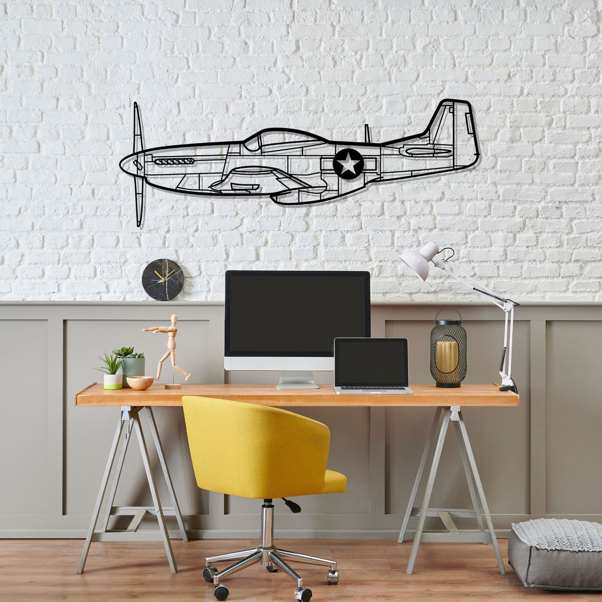 P-51 Mustang Silhouette Metal Wall Art