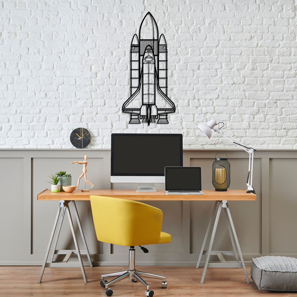 Space System Silhouette Metal Wall Art