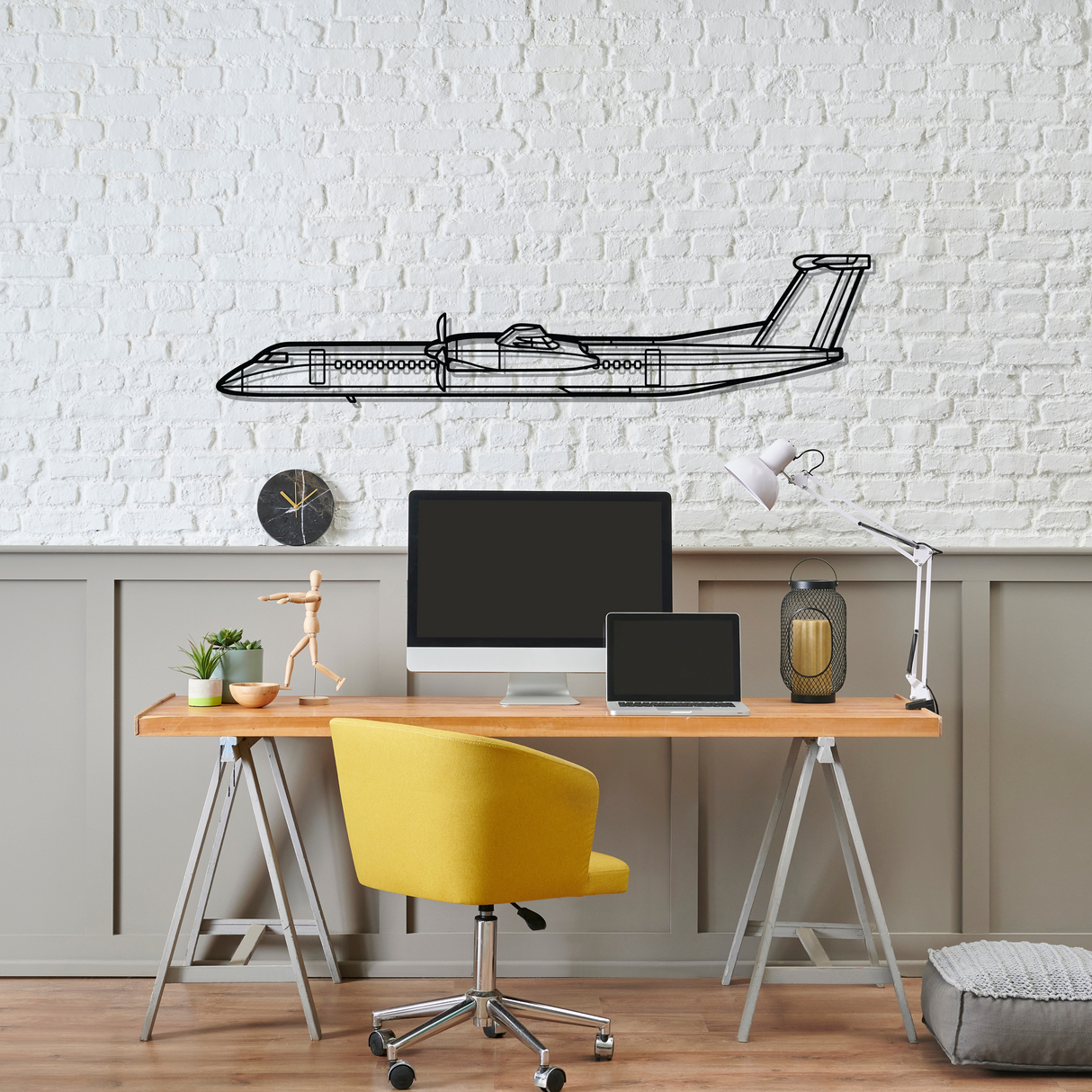 Dash 8 Q400 Silhouette Metal Wall Art