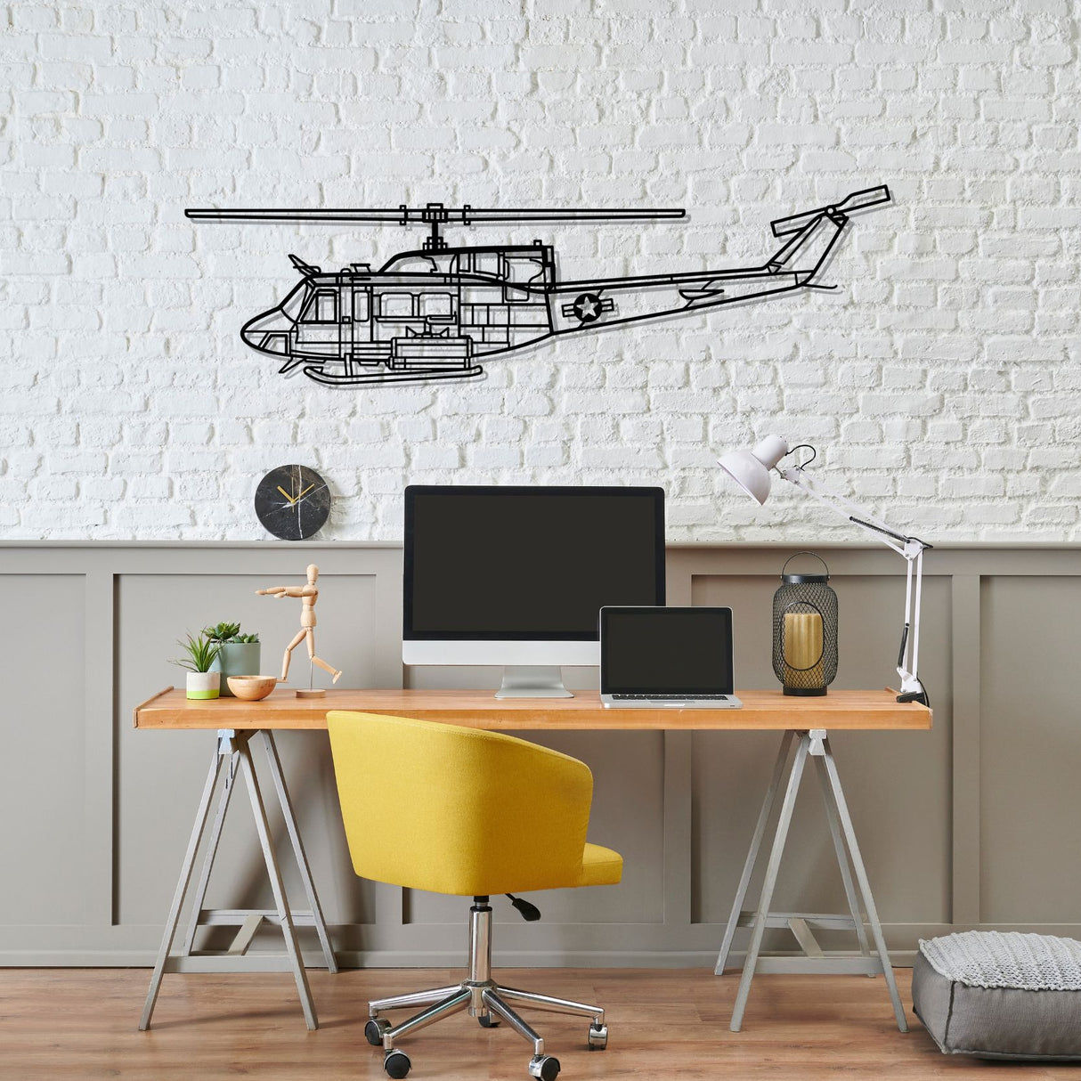 UH-1N Huey Silhouette Metal Wall Art