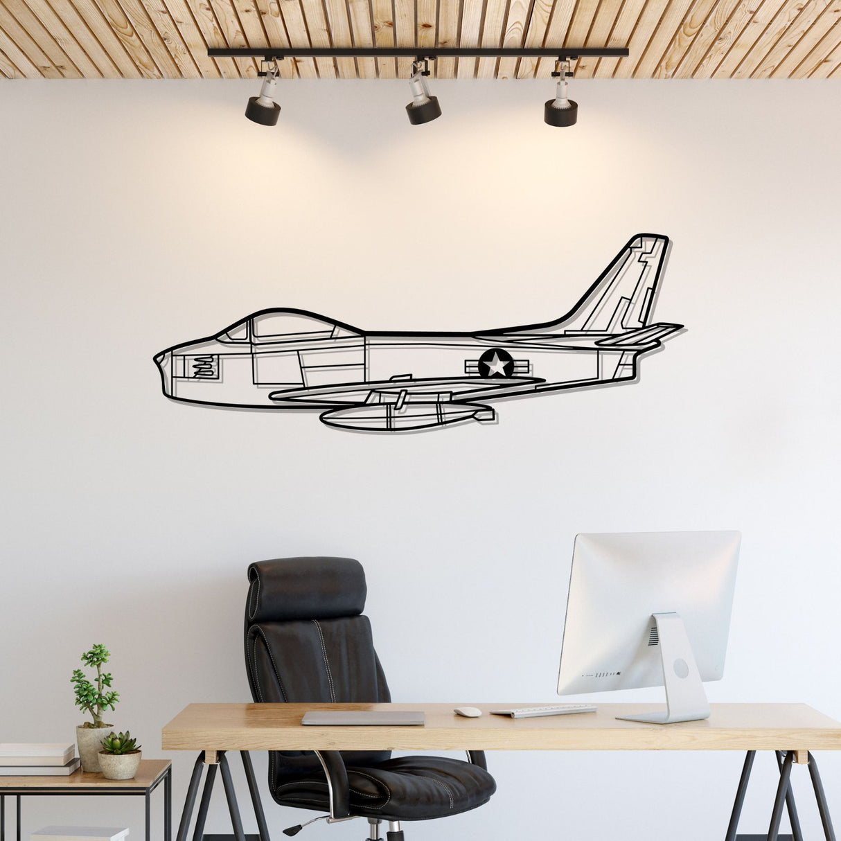 F-86 Sabre Silhouette Metal Wall Art