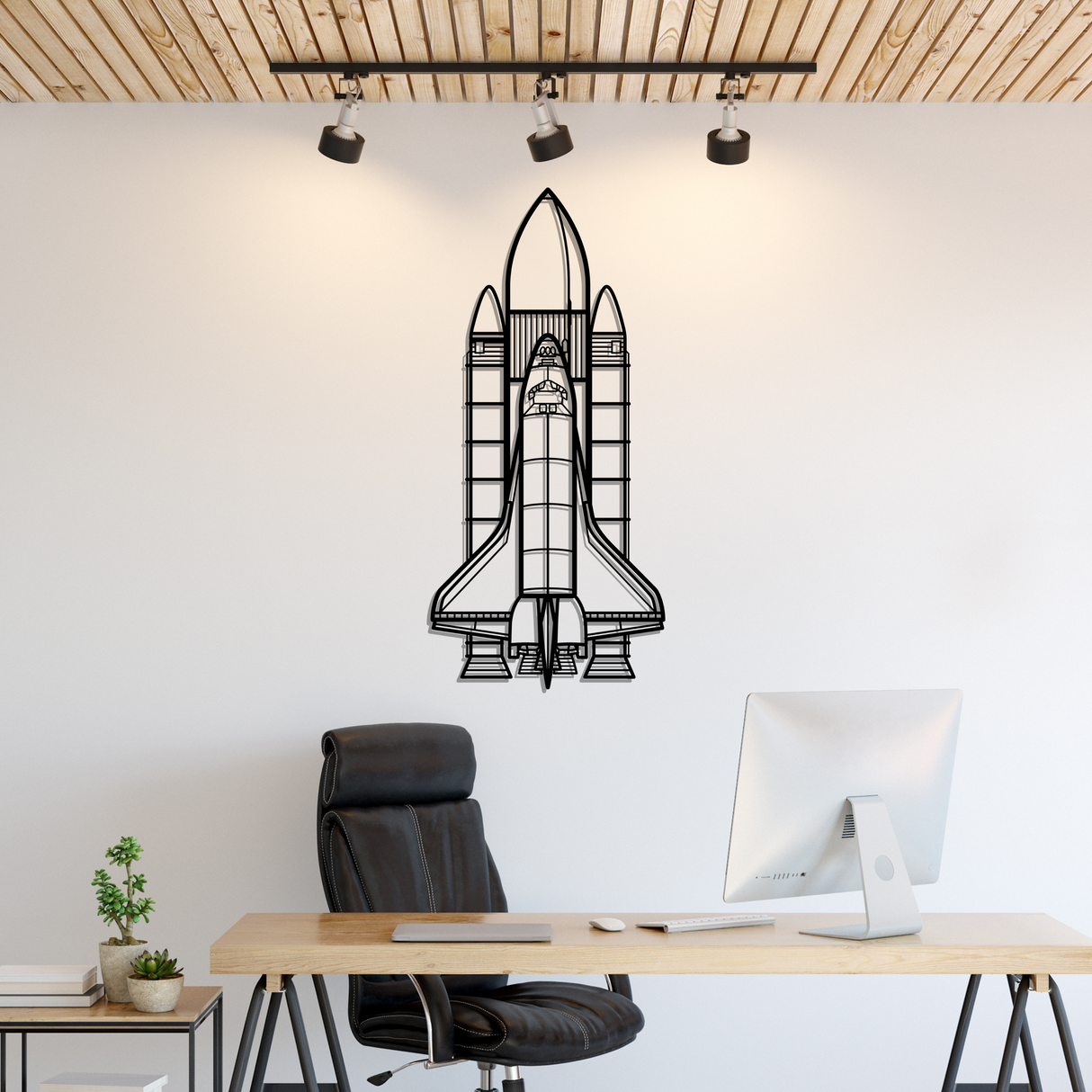 Space System Silhouette Metal Wall Art