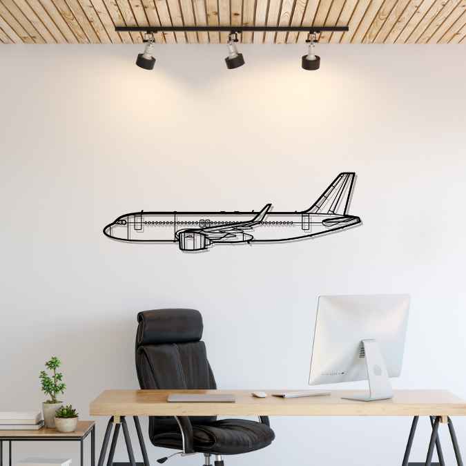 A320neo 2020 Silhouette Metal Wall Art