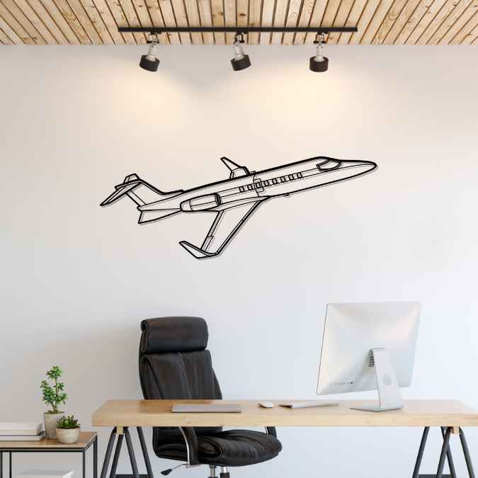 Learjet 40 Angle Silhouette Metal Wall Art