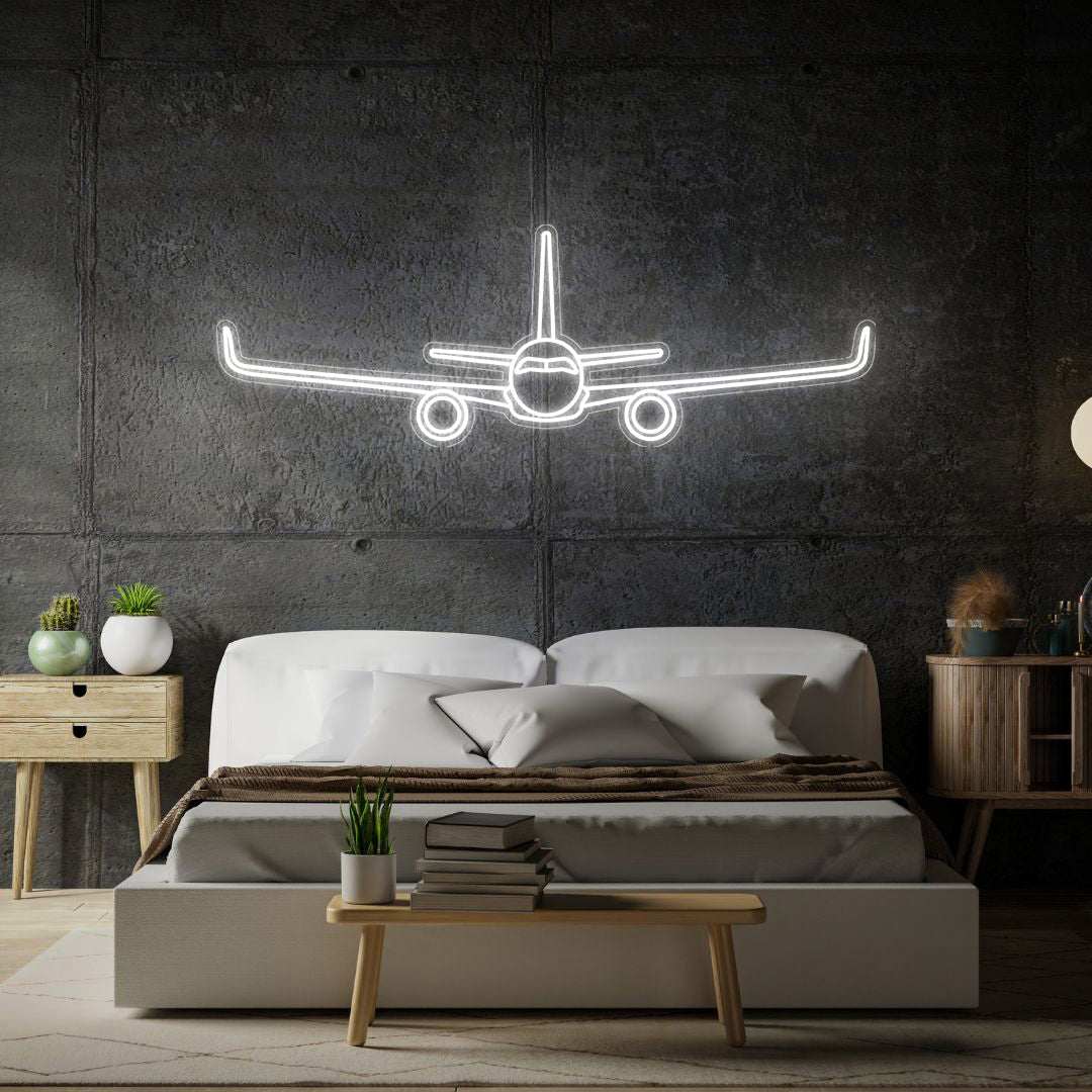 A321 Front Neon Silhouette