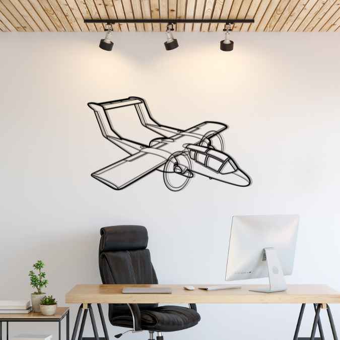 OV-10 Bronco Front Angle Silhouette Metal Wall Art