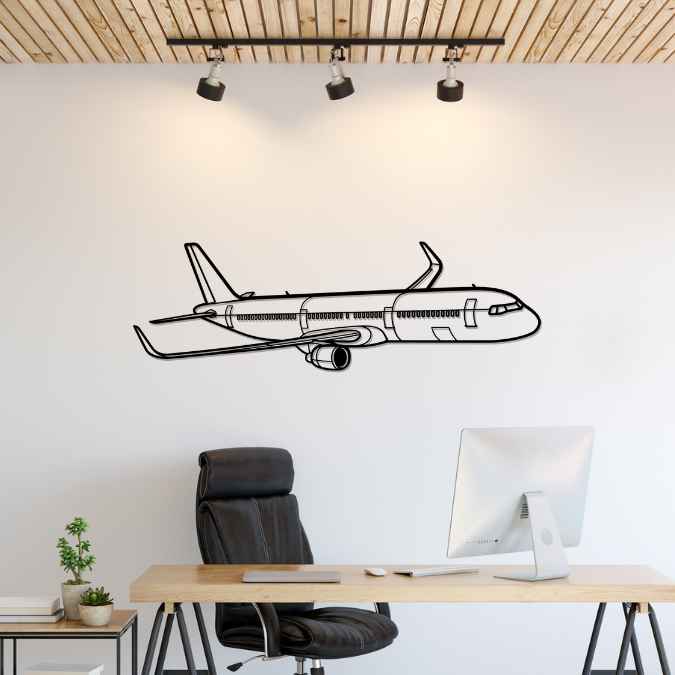 A321 Neo Angle Silhouette Metal Wall Art