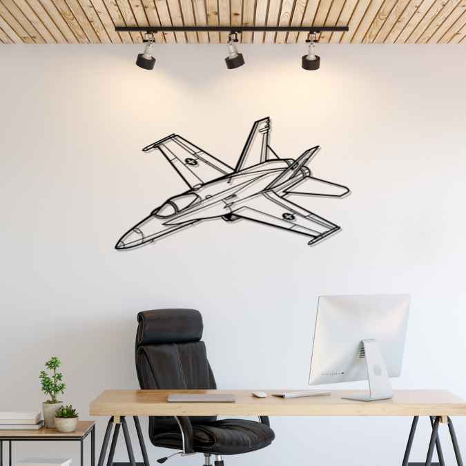 FA 18C Super Hornet Angle Silhouette Metal Wall Art