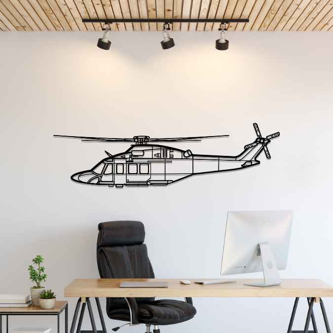AW139 Silhouette Metal Wall Art