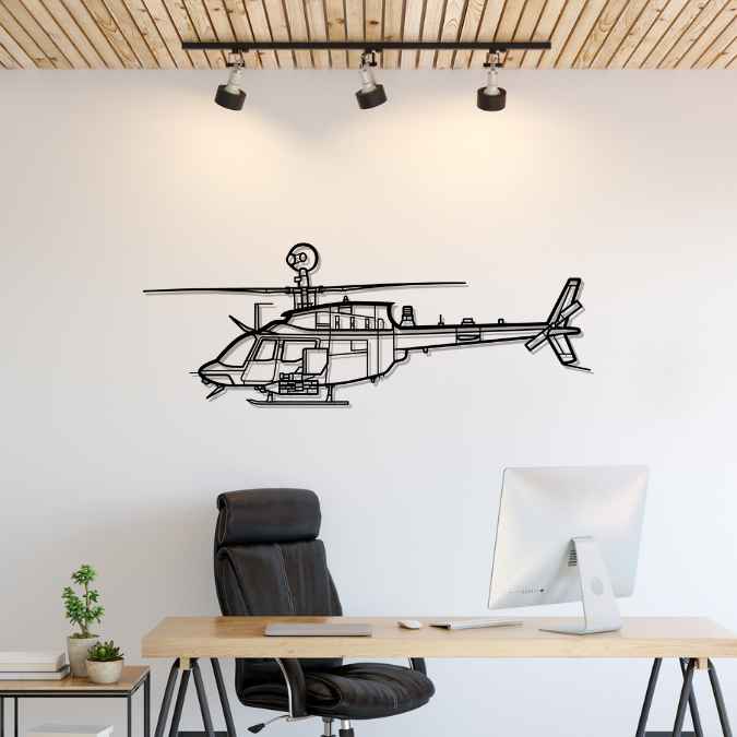 OH-58E Kiowa Warrior Silhouette Metal Wall Art
