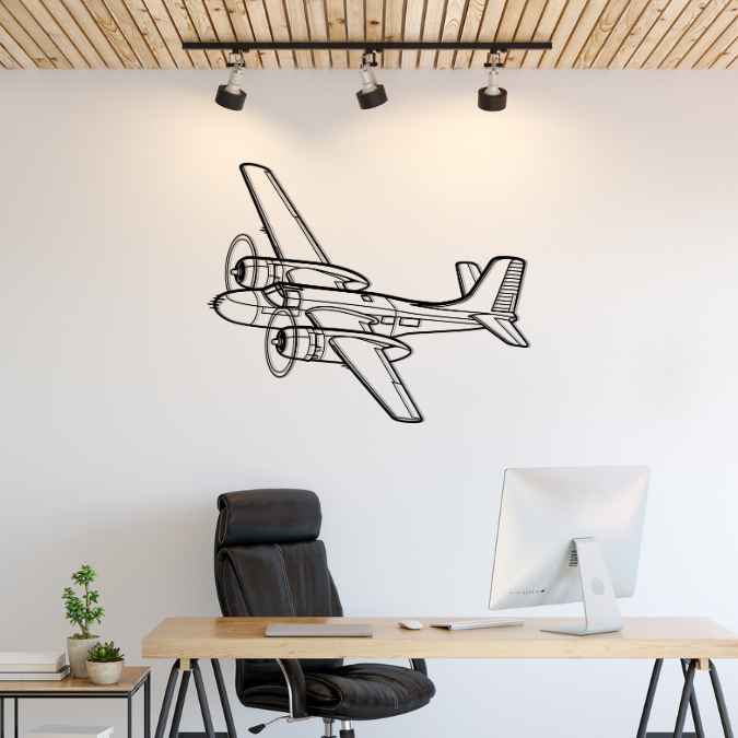 A-26 Invader 1944 Angle Silhouette Metal Wall Art