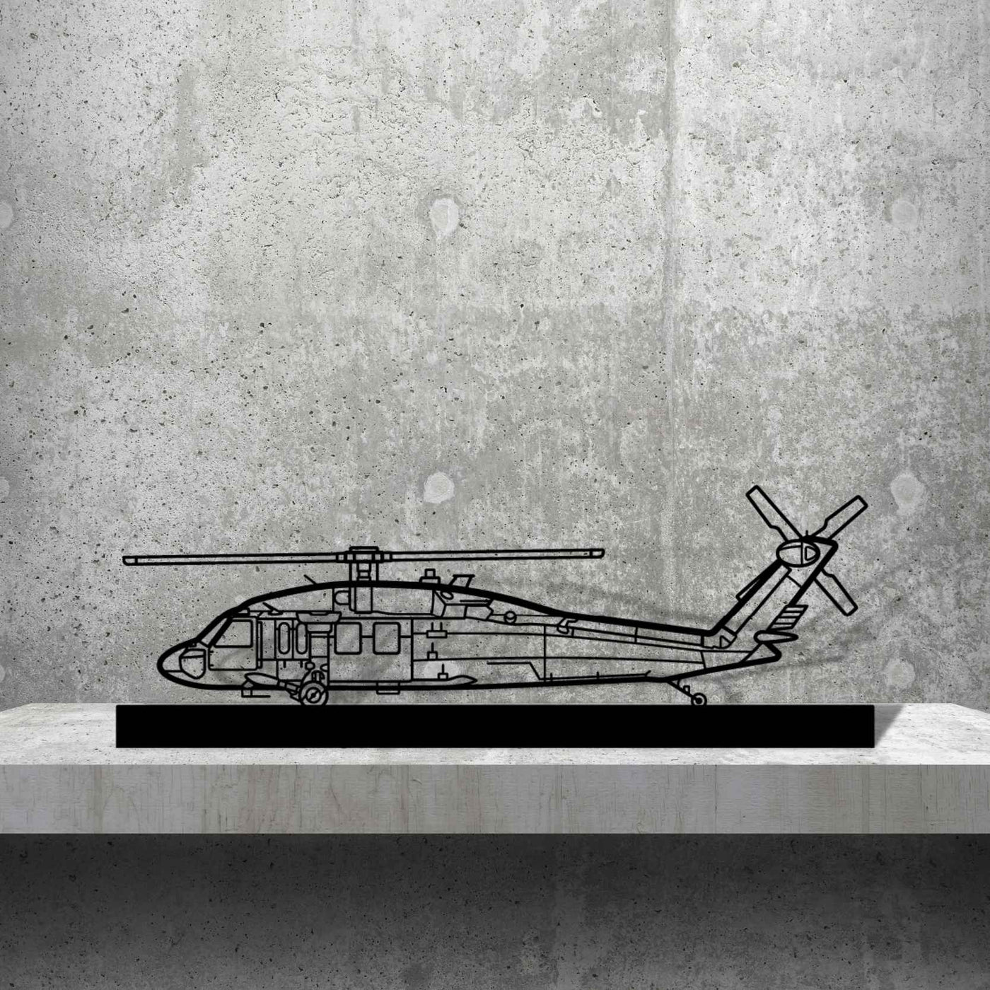 UH-60 Black Hawk Silhouette Metal Art Stand