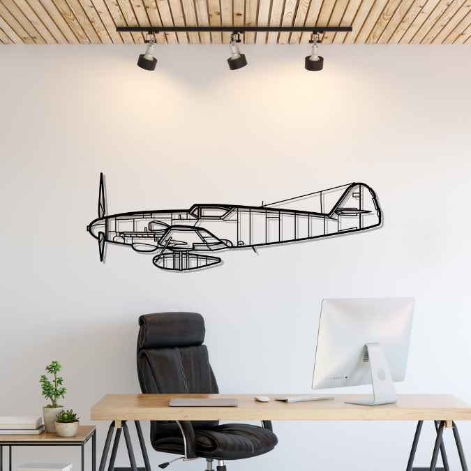 BF 109 K-4 Silhouette Metal Wall Art