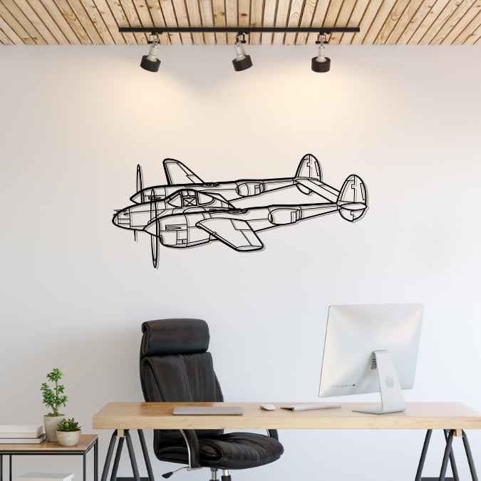 P-38 Lightning Angle Silhouette Metal Wall Art