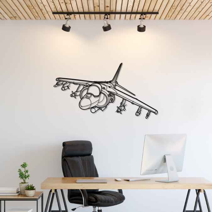 AV-8B Harrier VMA-214 Blacksheep Angle Silhouette Metal Wall Art