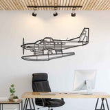 208 Caravan Floatplane Silhouette Metal Wall Art