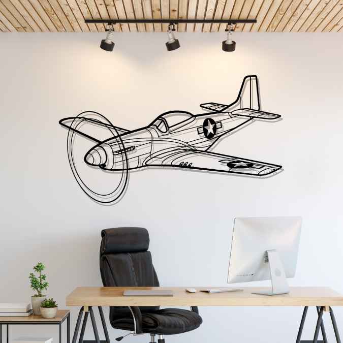 P-51 Mustang Angle Silhouette Metal Wall Art