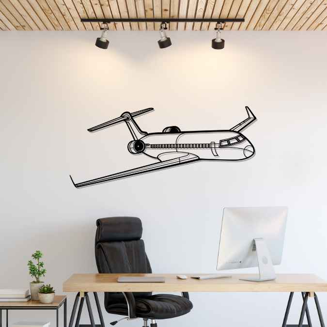 CRJ700 Angle Silhouette Metal Wall Art