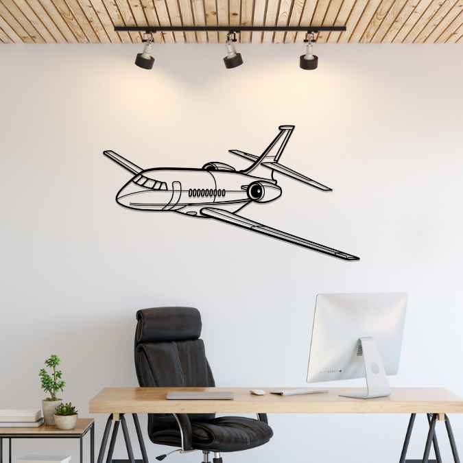 Falcon 2000 Angle Silhouette Metal Wall Art