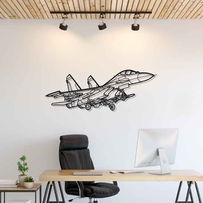 Su-27 Flanker Angle Silhouette Metal Wall Art