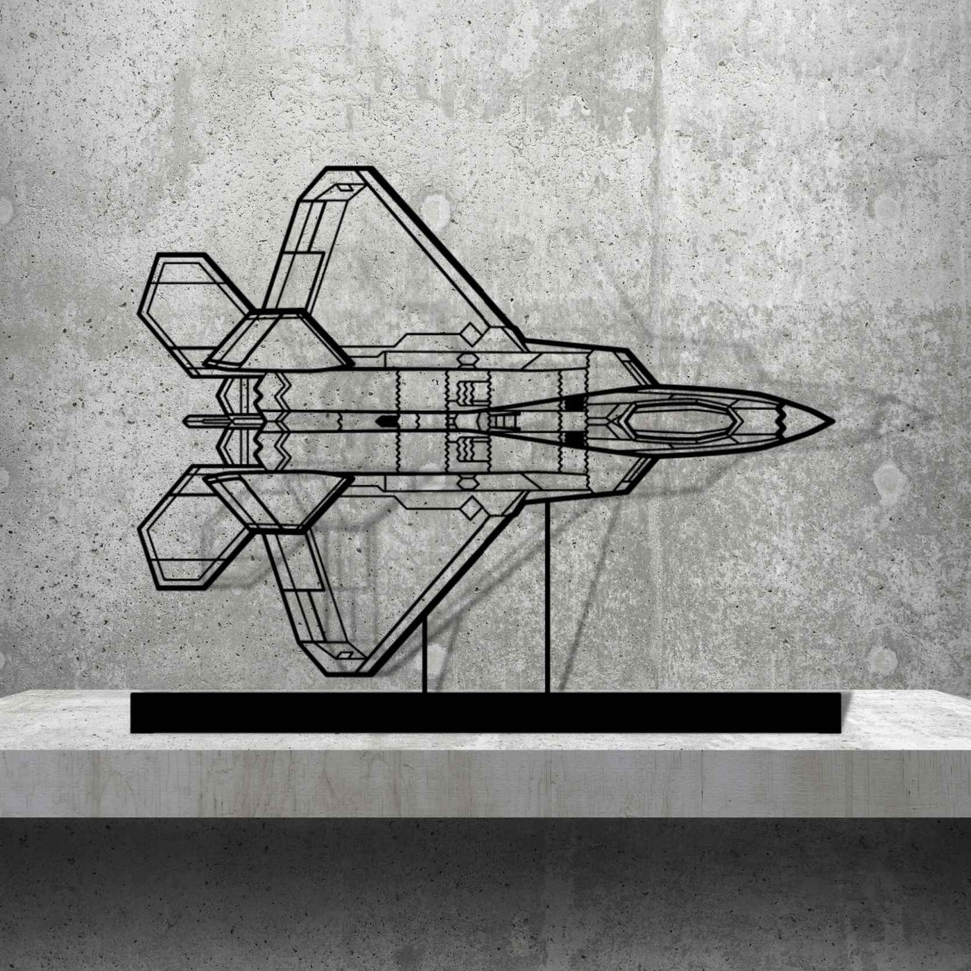 F-22 Raptor Top Silhouette Metal Art Stand