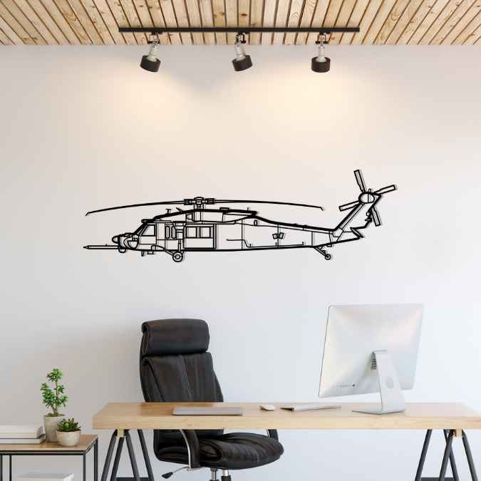 MH-60M DAP Silhouette Metal Wall Art