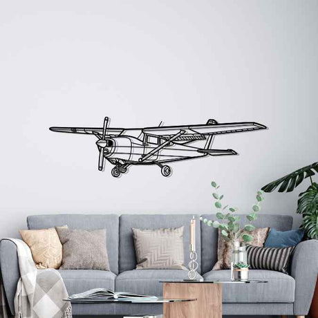 182 Skylane Front Angle Silhouette Metal Wall Art