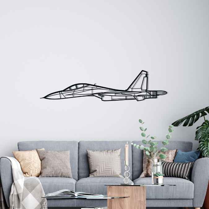 Su-30SM Silhouette Metal Wall Art