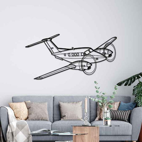 King Air F90  Angle Silhouette Metal Wall Art