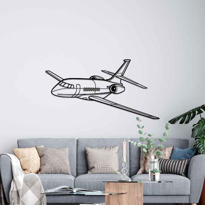 Falcon 2000 Angle Silhouette Metal Wall Art