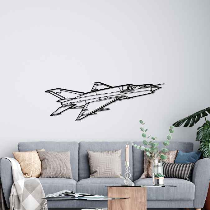 MiG-21 Lancer Angle Silhouette Metal Wall Art