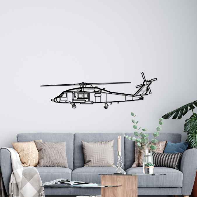 MH-60 Seahawk Silhouette Metal Wall Art