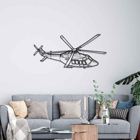 AW139S 2017 Angle Silhouette Metal Wall Art