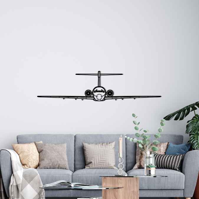 717-200 Front Silhouette Metal Wall Art