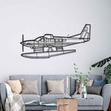 208 Caravan Floatplane Silhouette Metal Wall Art