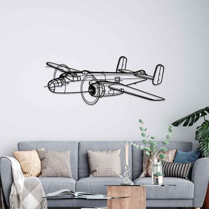 B-25J Angle Silhouette Metal Wall Art