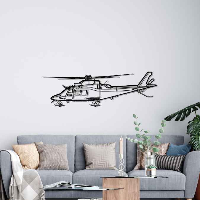 AW109SP Da Vinci Silhouette Metal Wall Art