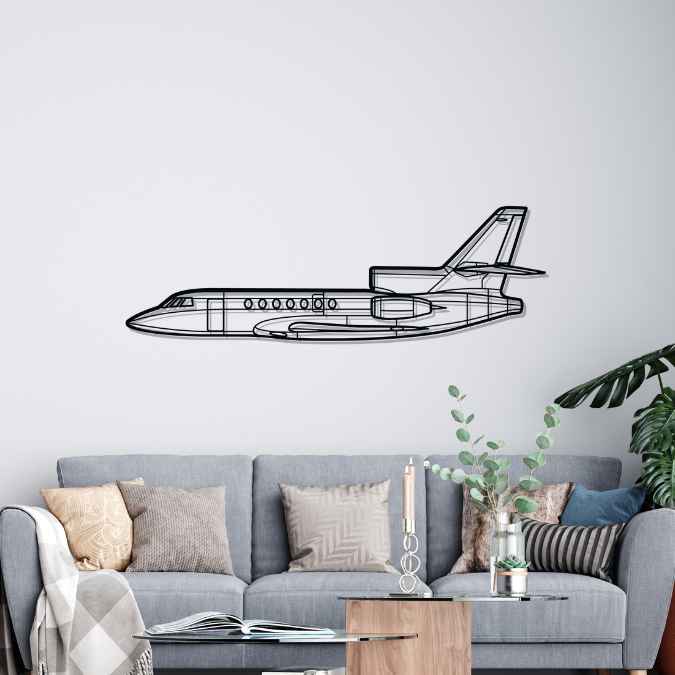 Falcon 50 Silhouette Metal Wall Art